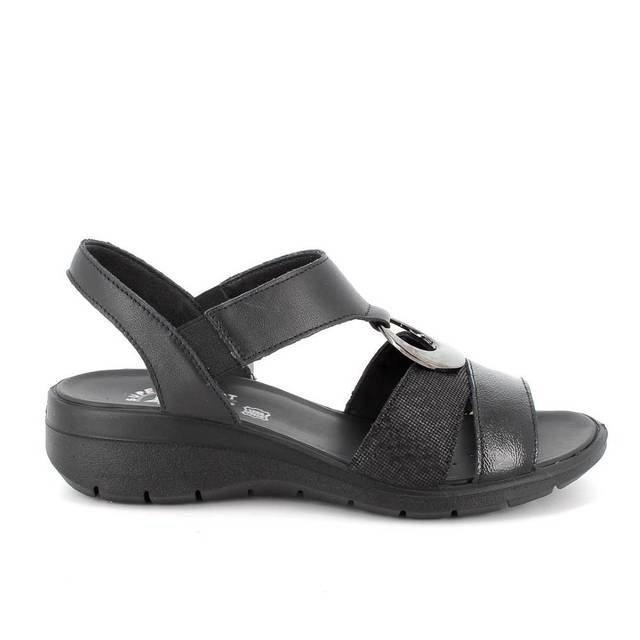 IMAC Comfortable Sandals - Black leather - 7350/1400011 CHARLOTTE WEDGE